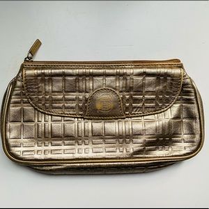 Burberry gold leather clutch